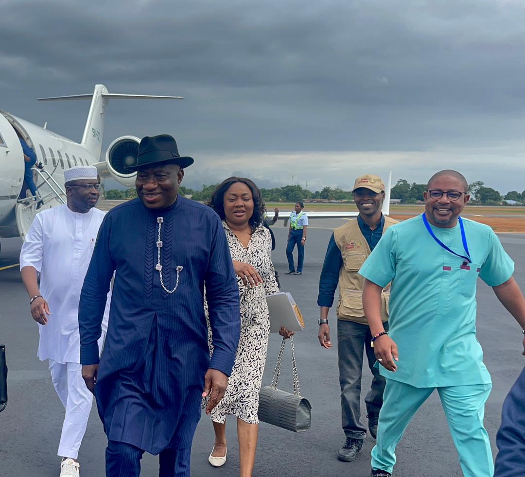 Jonathan arrives Freetown, leads WAEF election mission to Sierra Leone